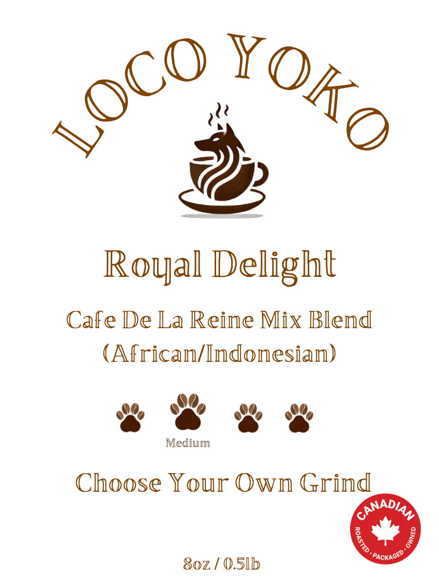 Royal Delight - Cafe De La Reine Mix Blend Coffee (African/Indonesian) - 8oz/0.5lb