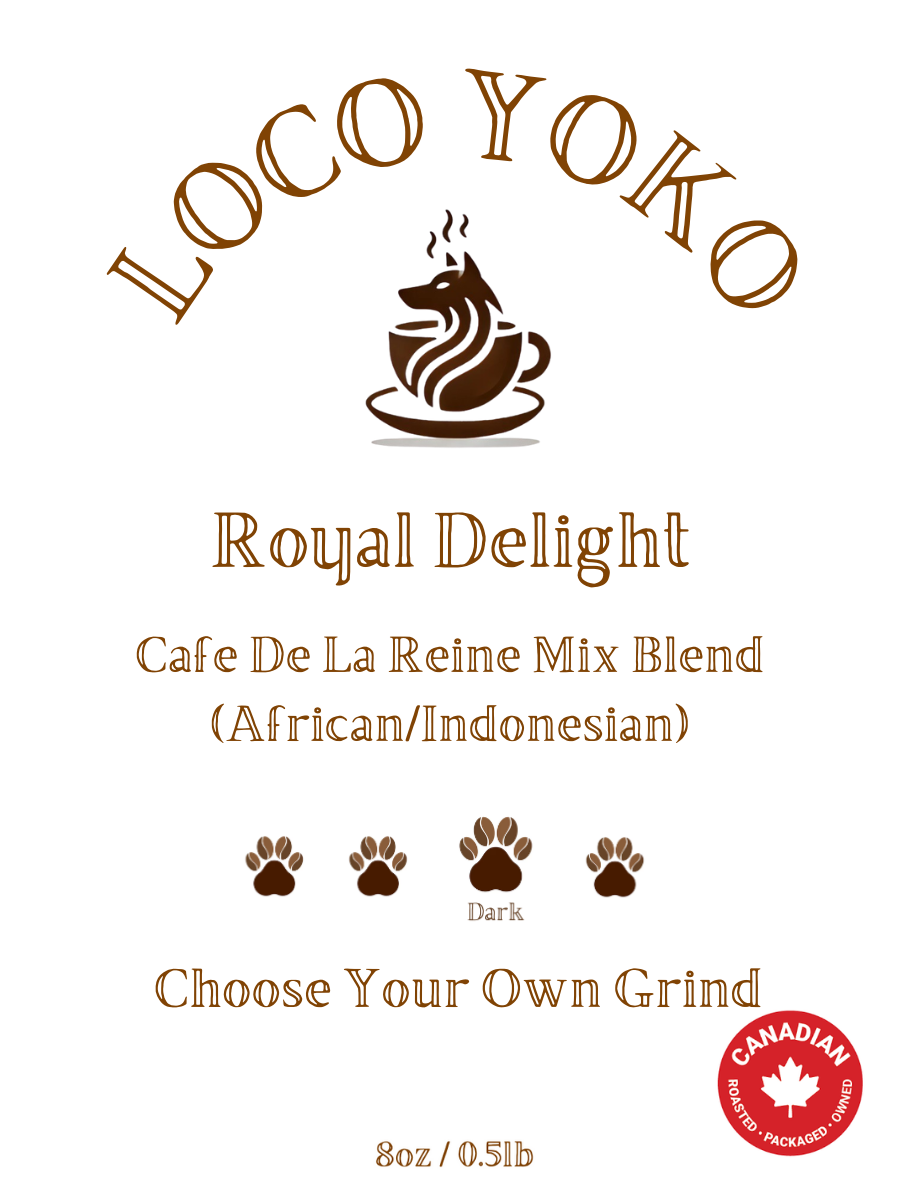 Royal Delight - Cafe De La Reine Mix Blend Coffee (African/Indonesian) - 8oz/0.5lb