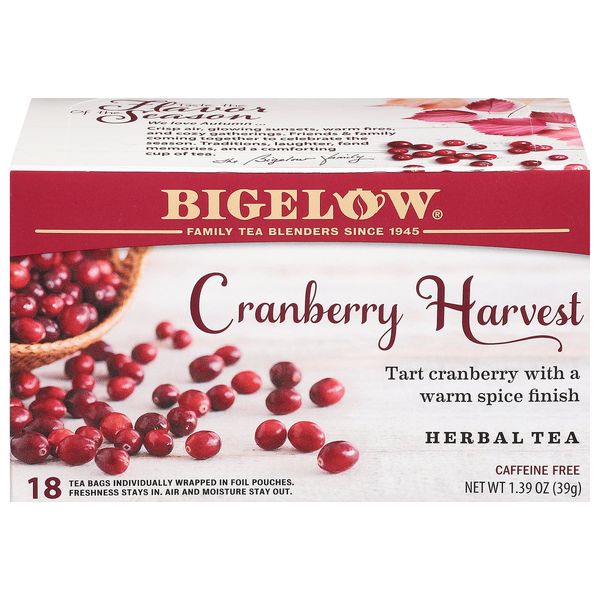 Bigelow Cranberry Harvest herbal tea box
