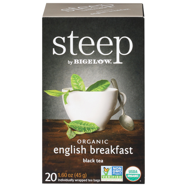 steep by Bigelow Organic English Breakfast black tea box
