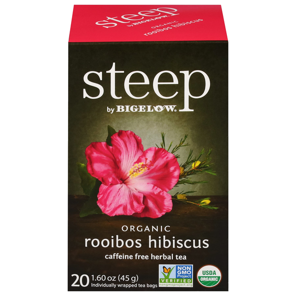steep by Bigelow Organic Rooibos Hibiscus herbal tea box