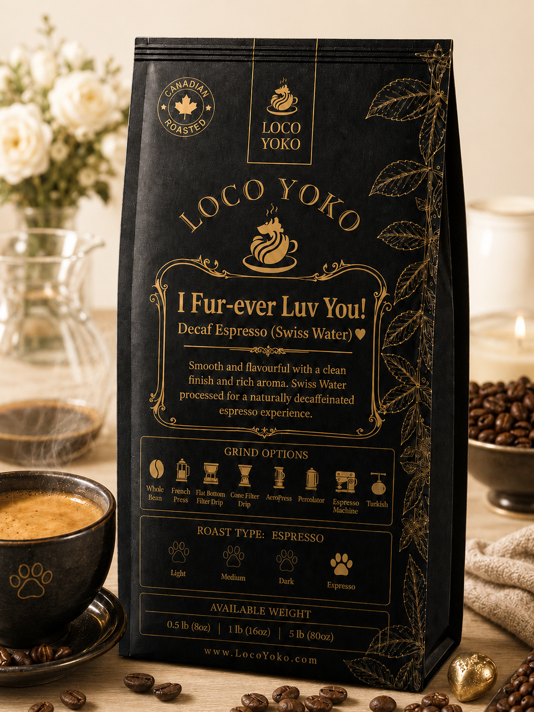 I Fur-ever Luv You! - Decaf Espresso (Swiss Water) - LocoYoko Coffee