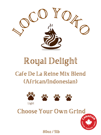 Royal Delight - Cafe De La Reine Mix Blend Coffee (African/Indonesian) - 80oz/5lb