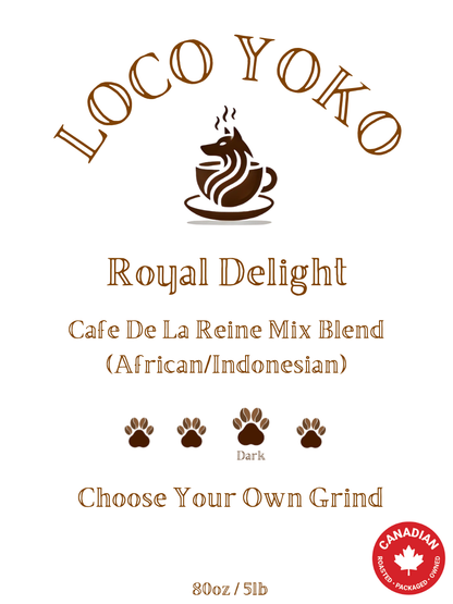 Royal Delight - Cafe De La Reine Mix Blend Coffee (African/Indonesian) - 80oz/5lb