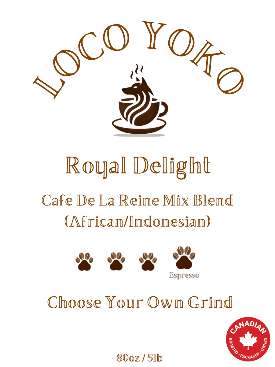 Royal Delight - Cafe De La Reine Mix Blend Coffee (African/Indonesian) - 80oz/5lb