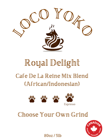 Royal Delight - Cafe De La Reine Mix Blend Coffee (African/Indonesian) - 80oz/5lb