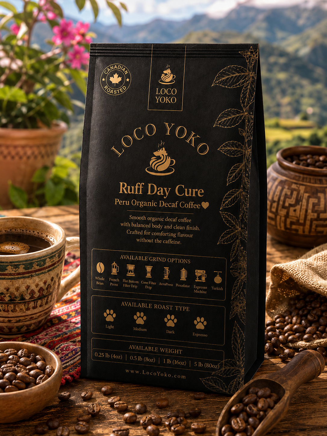 Ruff Day Cure - Peru Organic Decaf Coffee- LocoYoko Coffee