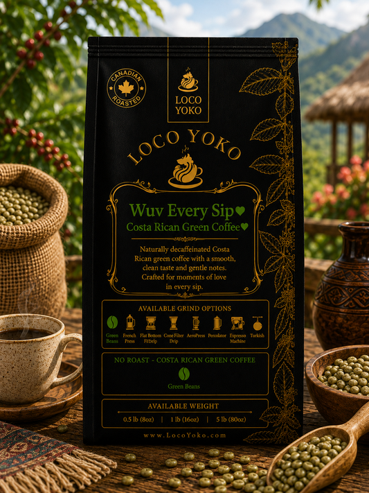 Wuv Every Sip - Costa Rican Green Coffee - LocoYoko Coffee