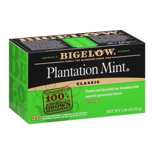 Box of Bigelow Plantation Mint Tea with 20 tea bags.