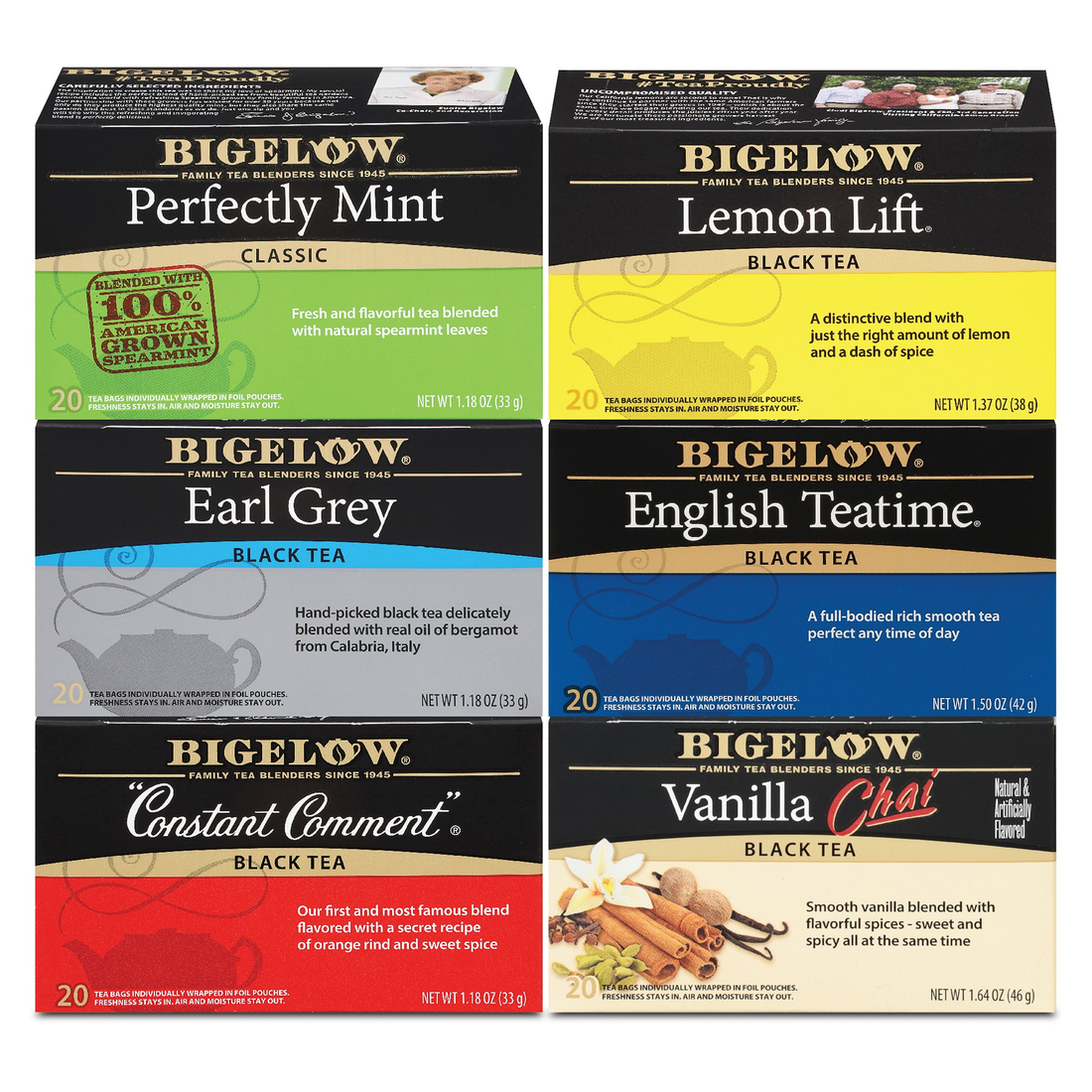 Bigelow Black Tea 6 Flavor Variety Pack