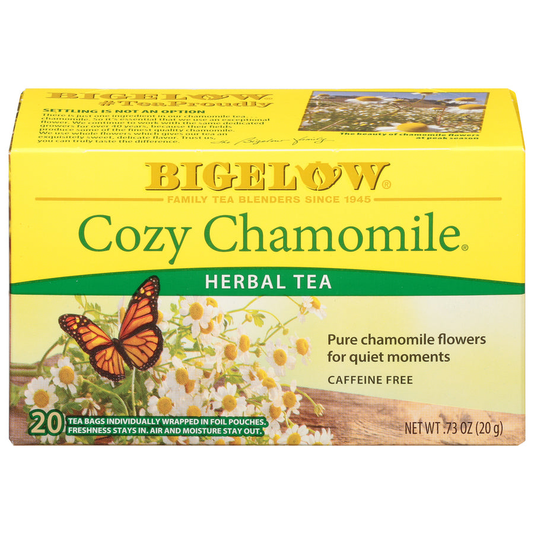 Bigelow Cozy Chamomile herbal tea box