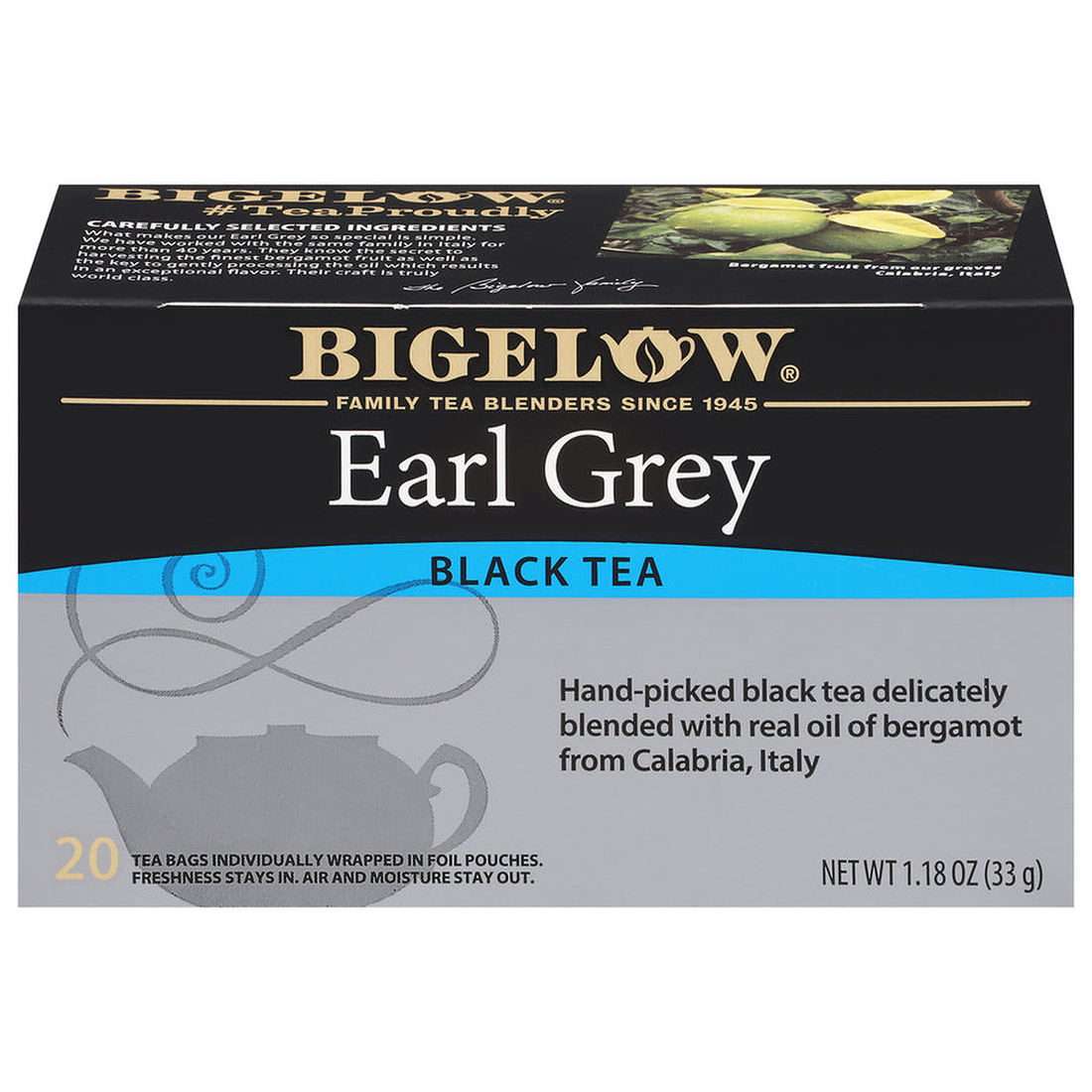 Bigelow Earl Grey Black Tea box, 20 tea bags