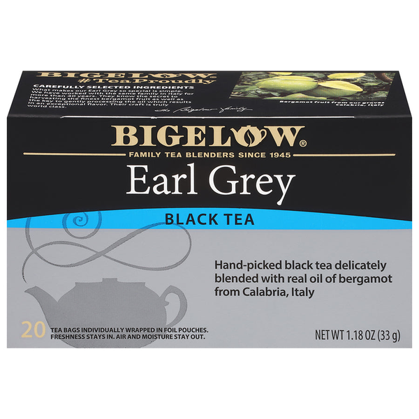 Bigelow Earl Grey Black Tea box, 20 tea bags