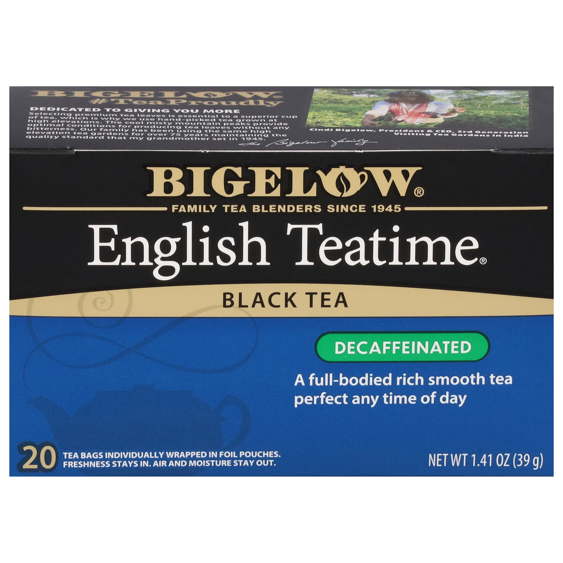 Bigelow English Teatime Decaf black tea box