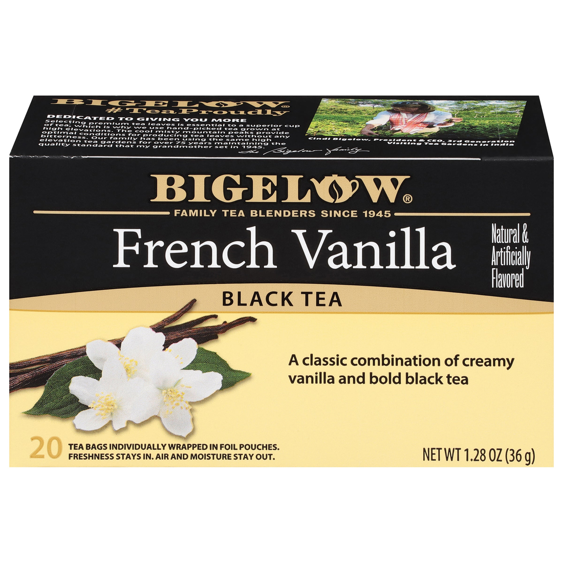 Bigelow French Vanilla black tea box
