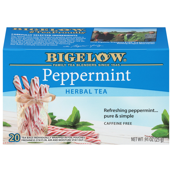 Bigelow Peppermint herbal tea box