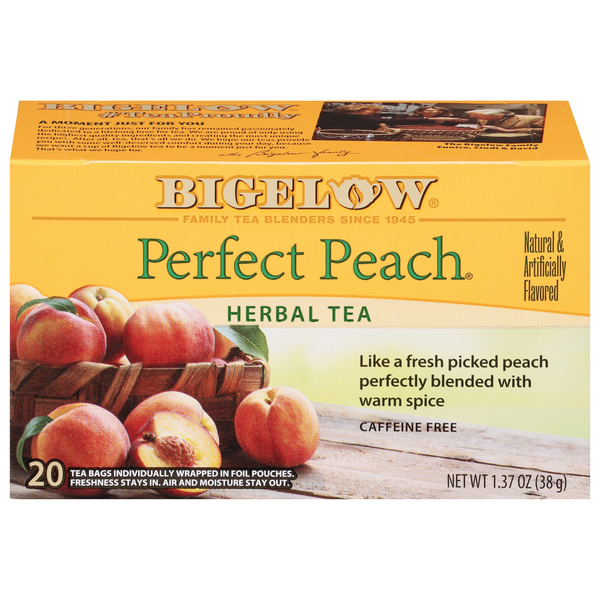 Bigelow Perfect Peach herbal tea box