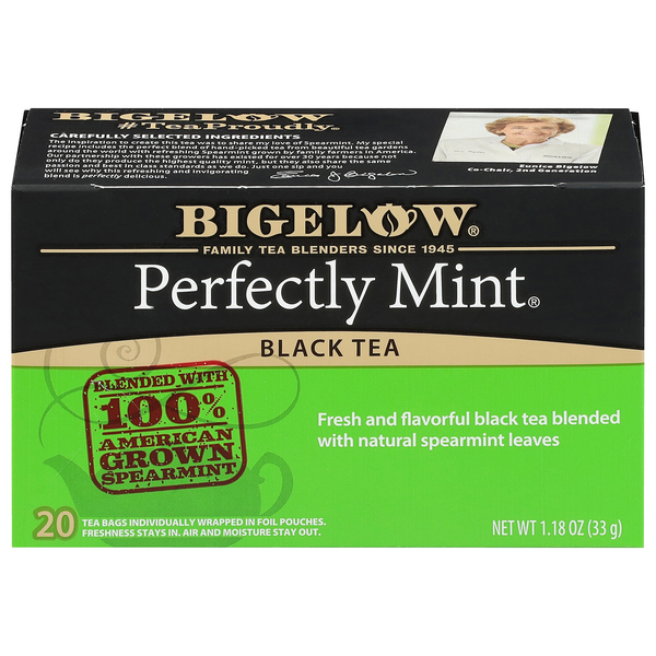 Bigelow Perfectly Mint (Plantation Mint) black tea box
