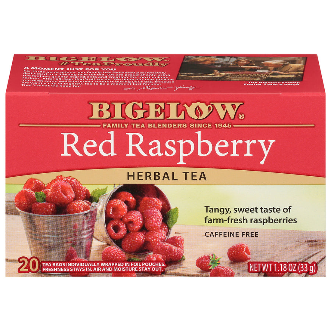Bigelow Red Raspberry herbal tea box
