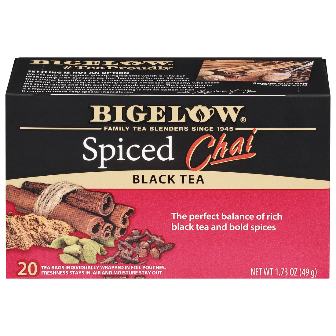 Bigelow Spiced Chai black tea box