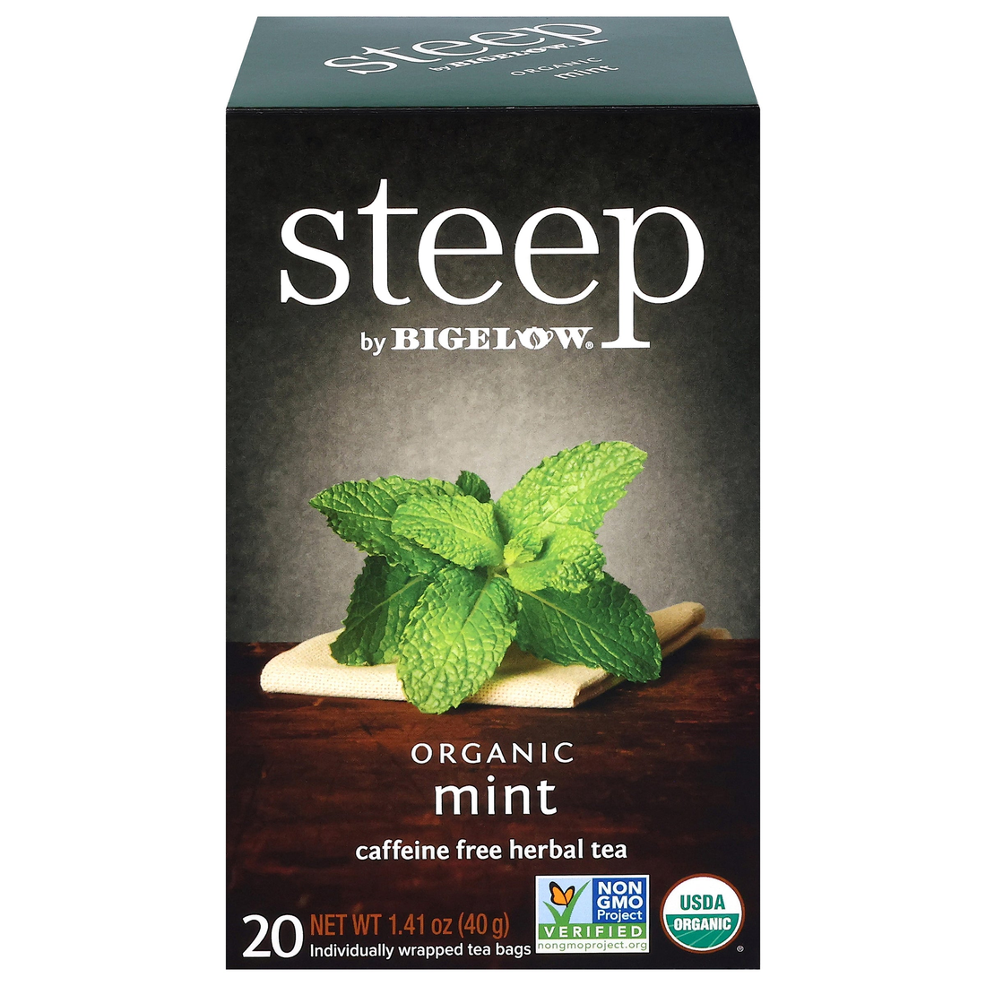 steep by Bigelow Organic Mint herbal tea box