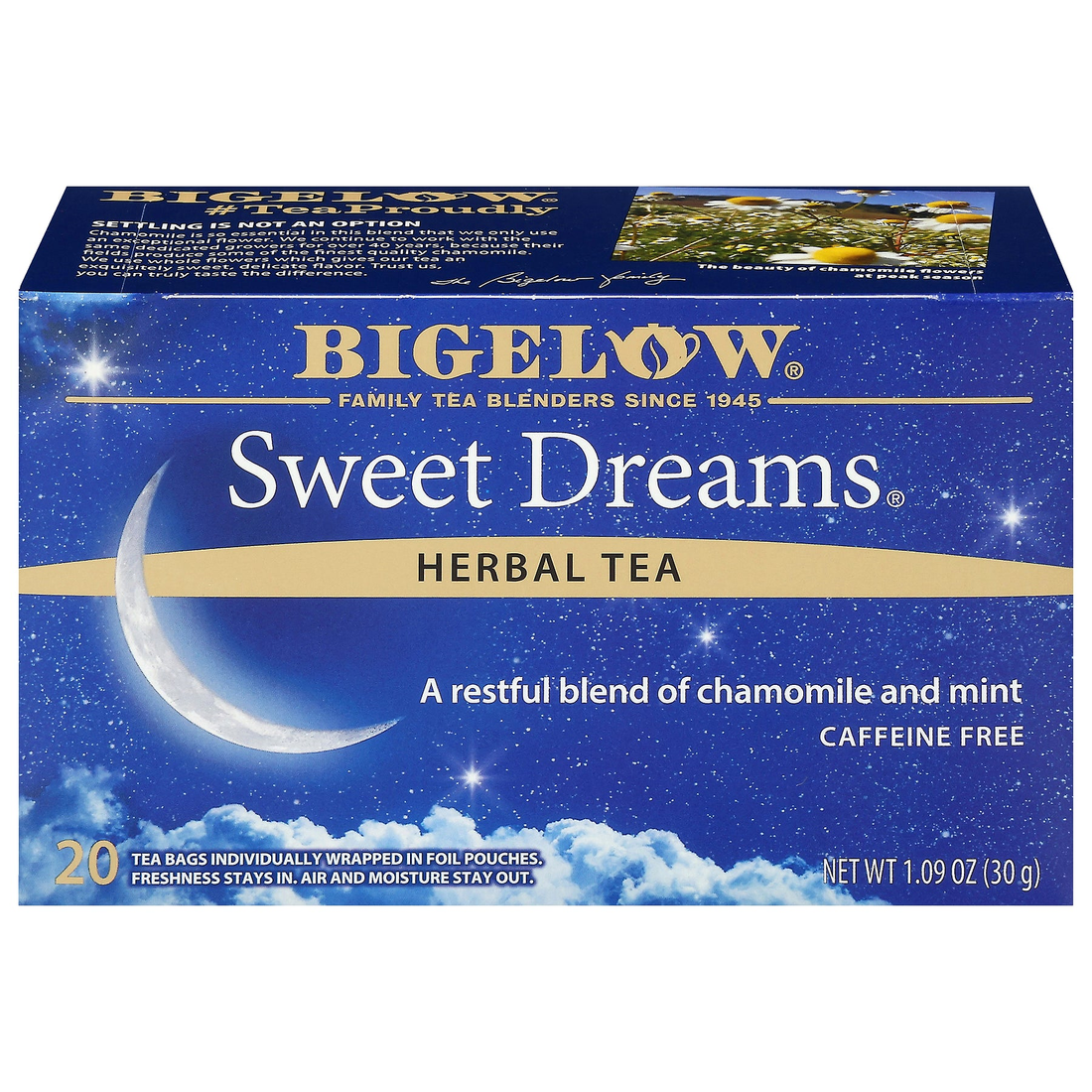 Bigelow Sweet Dreams herbal tea box